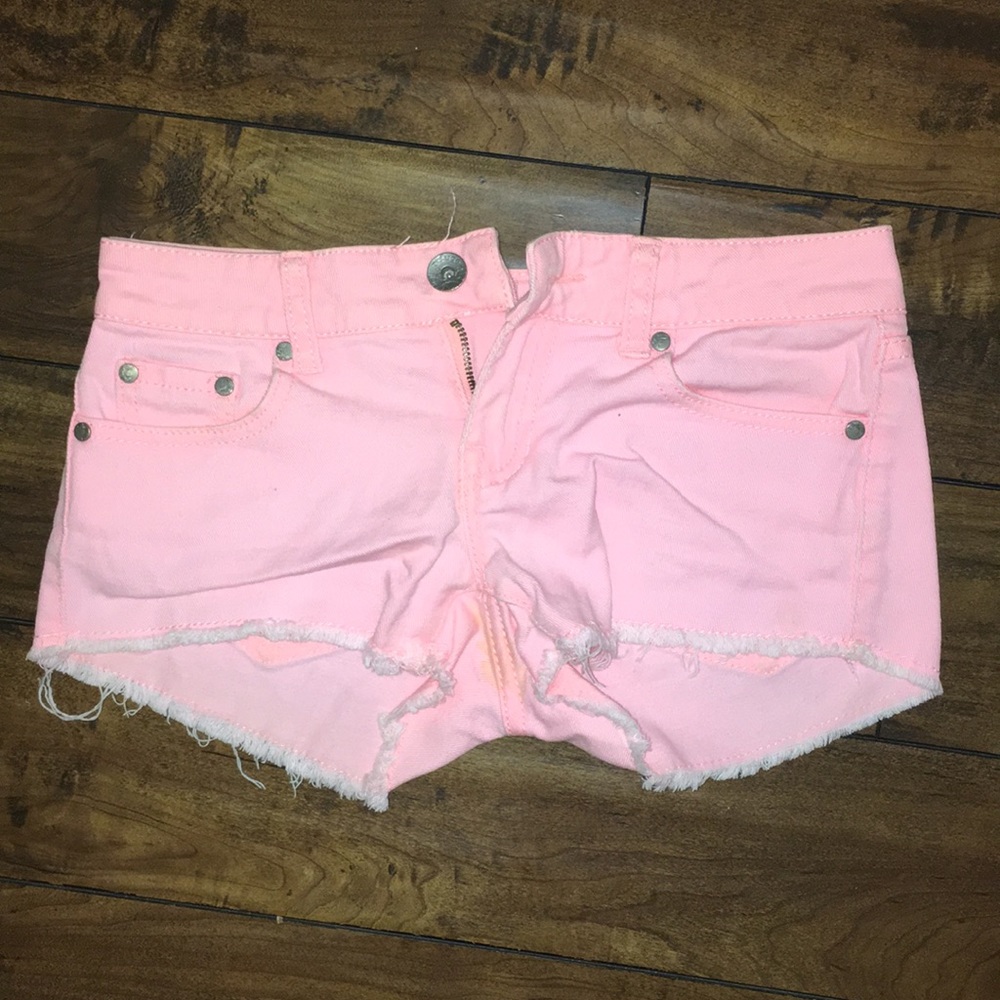 Bright pink jean shorts